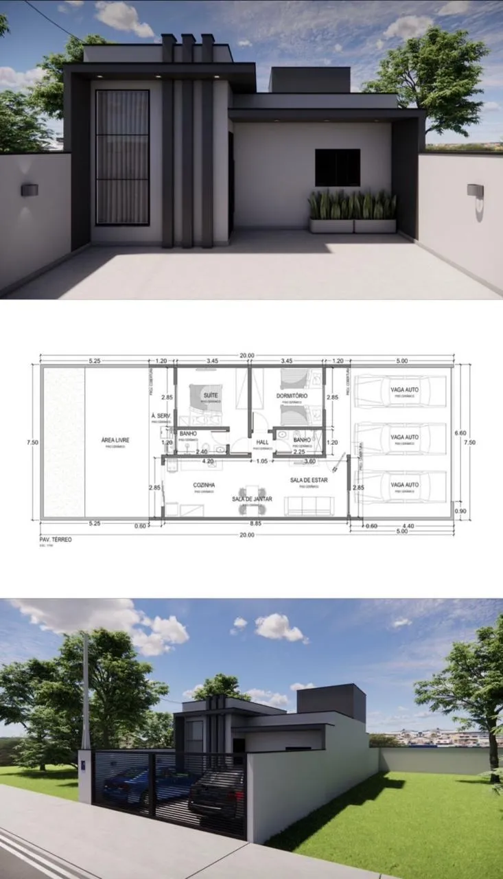 Imagem Linda casa de 65m² com 2 dormitórios e 3 vagas no Wanel Ville 5