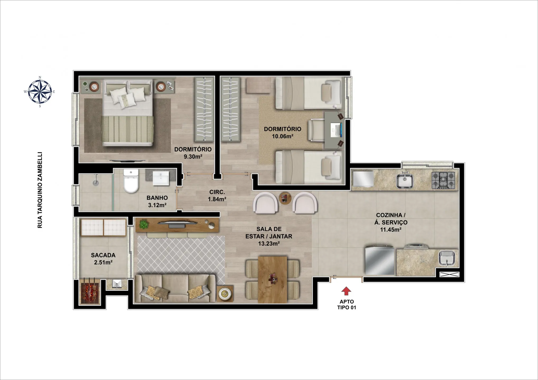 Imagem Apartamento à venda em Caxias do Sul, Nossa Senhora de Lourdes, com 3 quartos, 121.95m2