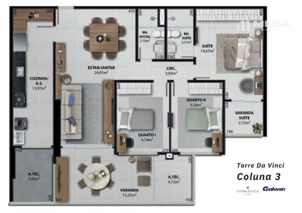 Imagem Apartamento com 3 dormitórios à venda, 121 m² por R$ 2.615.100,00 - Enseada do Suá - Vitória/ES