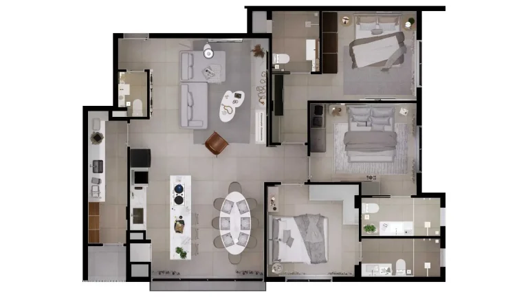Imagem Apartamento na Planta com 3 Suítes e 2 Vagas no bairro das Nações em Indaial