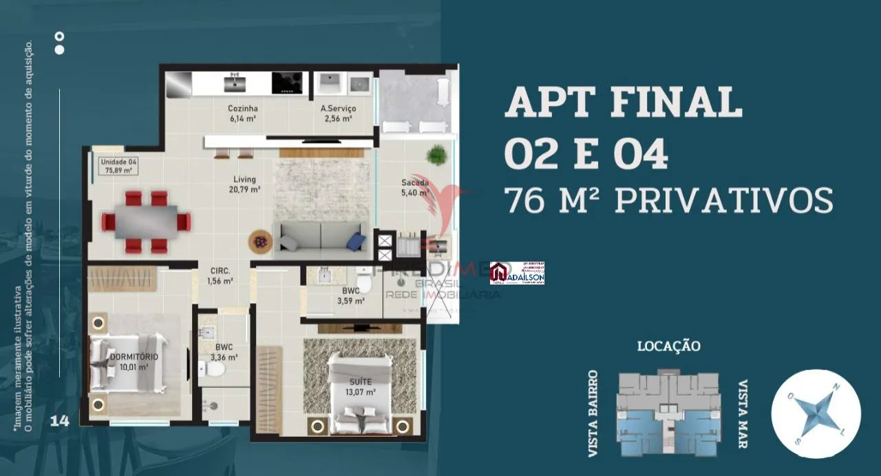 Imagem Allure Home Residence Apto 2 dorm com um suíte Barreiros - São José/SC