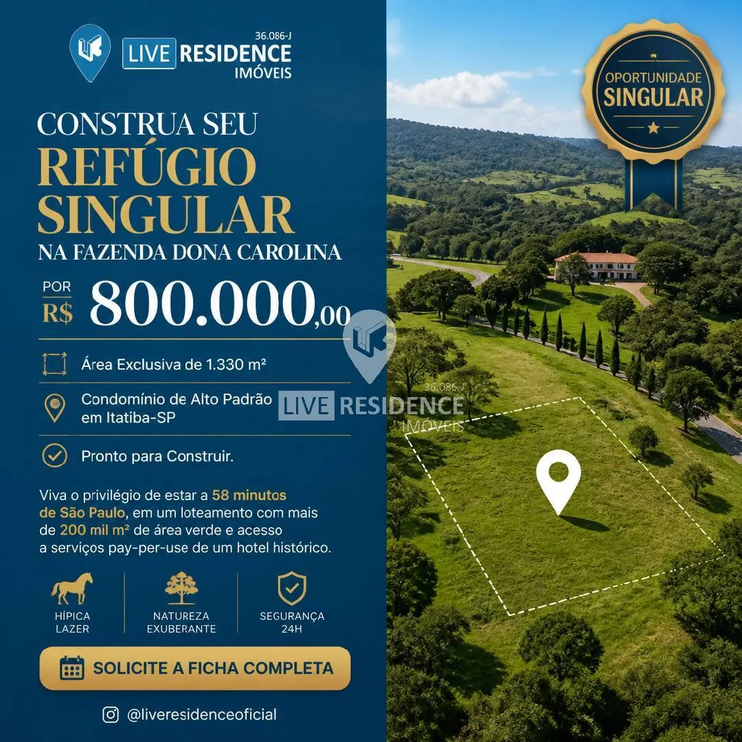 Imagem TERRENO À VENDA | CONDOMÍNIO FAZENDA DONA CAROLINA | ITATIBA SP