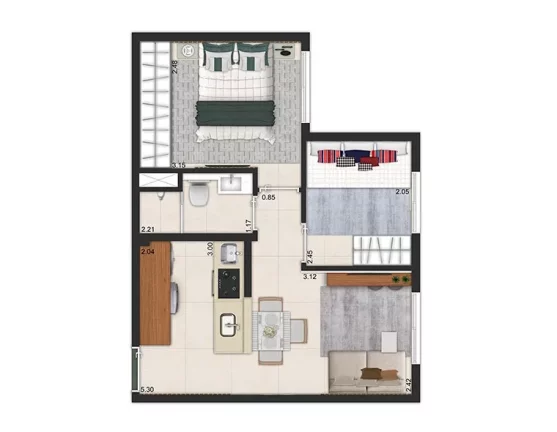 Imagem APARTAMENTO 34,96M², 2 DORMITÓRIOS SEM VAGA DE GARAGEM À VENDA - CENTRO - CAMBUCI - SÃO PAULO/SP