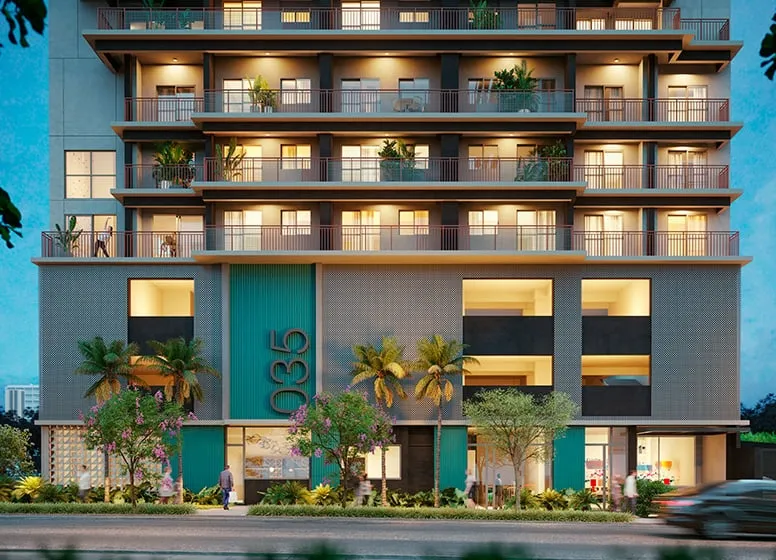 Imagem Com vista para o Campo Belo, Brooklin e Moema, um empreendimento com arquitetura contemporânea e or...