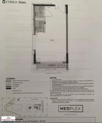 Imagem MEDPLEX IBIRAPUERA no 3º Andar na Vila Clementino em São Paulo | Studio NÃO Residencial à Venda com 1 Dormitório + Varanda e SEM Vaga com 40m2 de Área