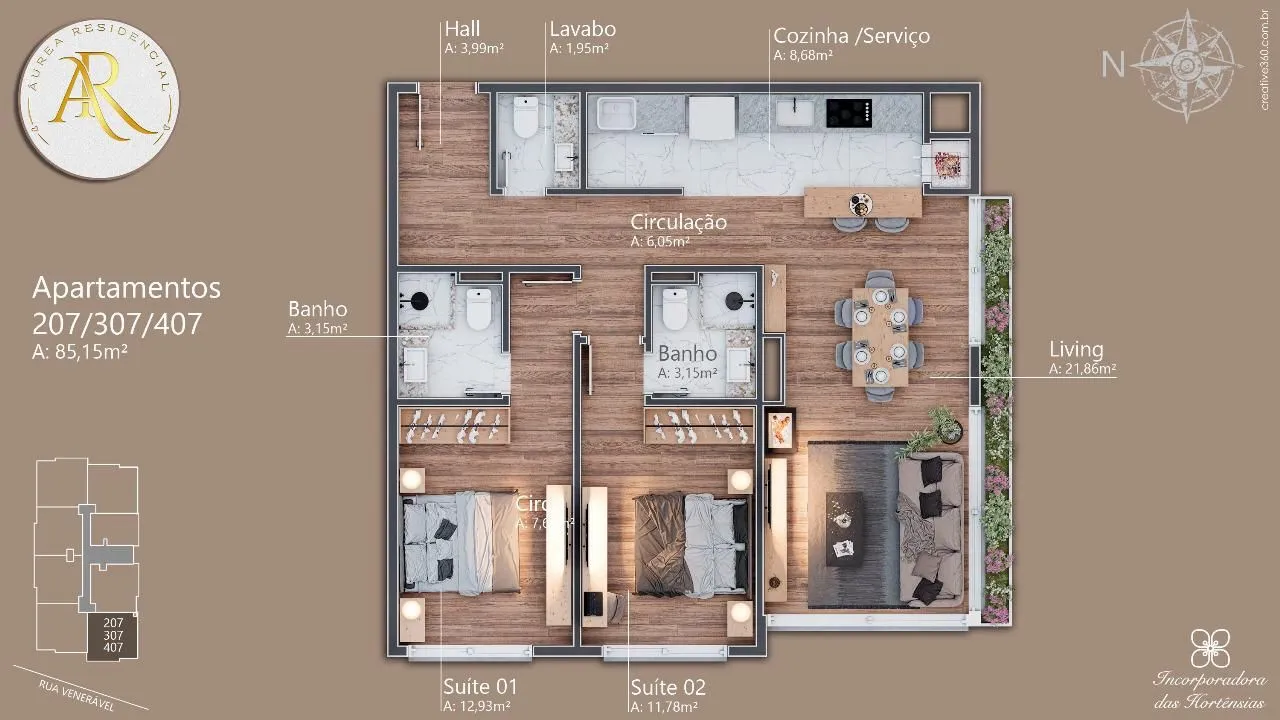 Imagem Cobertura à venda em Gramado, Av. Central, com 3 quartos, 127.75m2