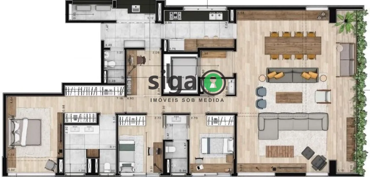 Imagem Apartamento a Venda nos Jardim de 196 m² com 3 Suítes e 2 Vagas - São Paulo