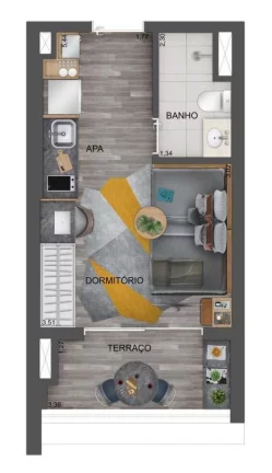 Imagem HUB BROOKLIN - EZTEC - Studio de 28m², em excelente localização, a apenas 450m da estação Borba!