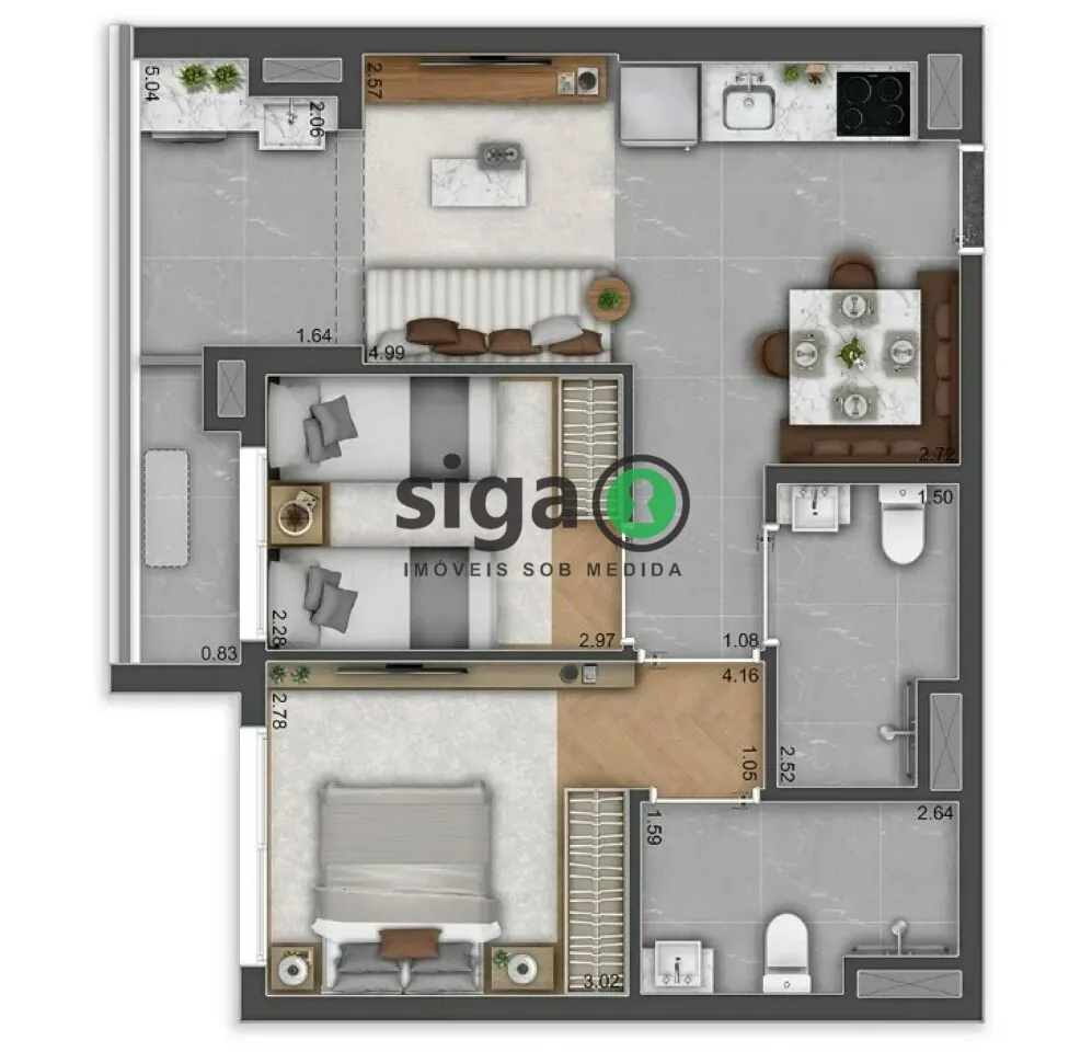 Imagem Apartamento para venda no Brooklin 2 dormitórios, São Paulo - SP