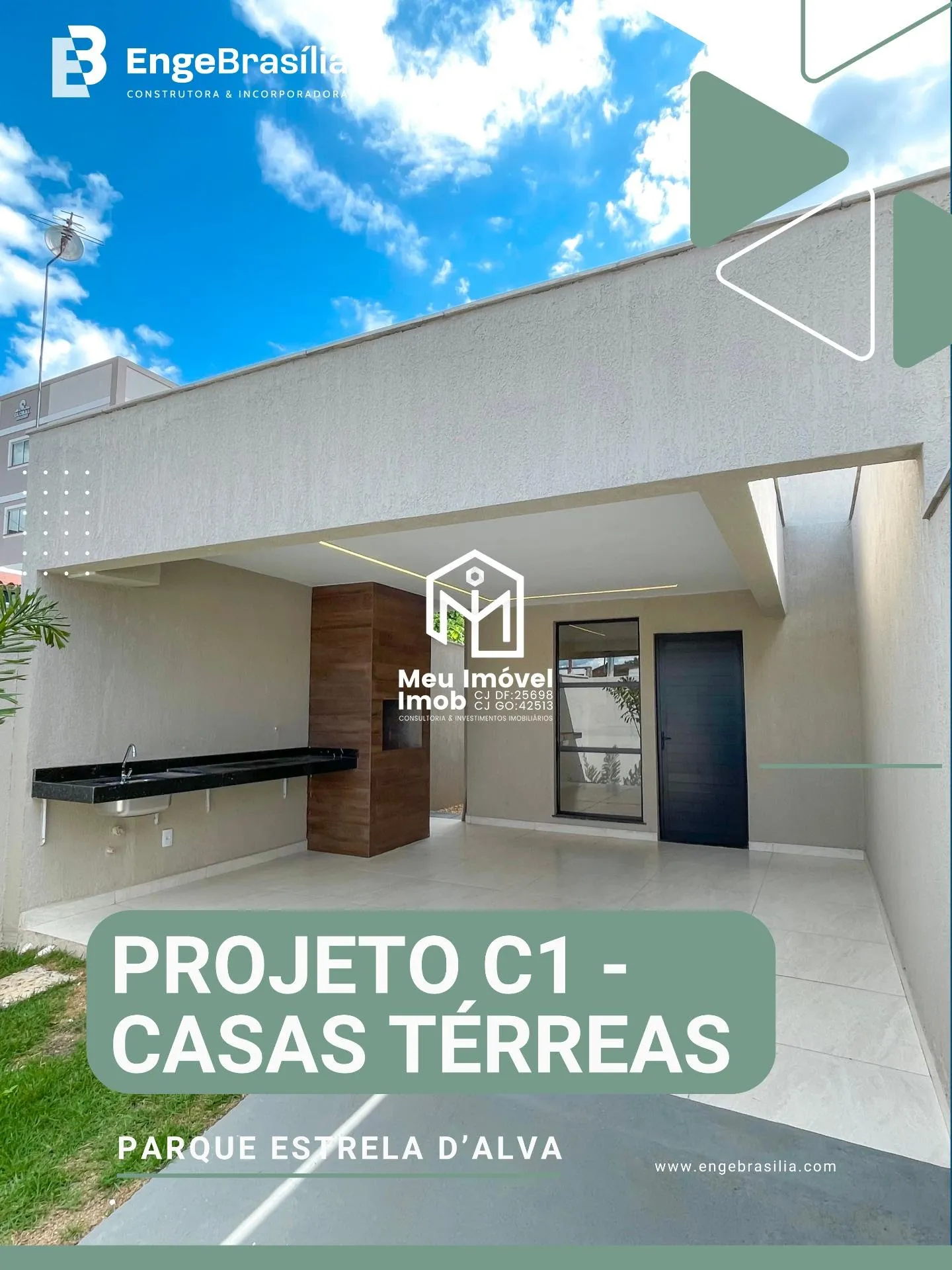 Imagem Projeto C1 Casa 3 Quartos 1 Suíte 1 Vaga 102m² Porcelanato