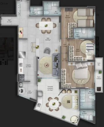 Imagem APARTAMENTO COM 125.57 m² - FORTE - PRAIA GRANDE SP