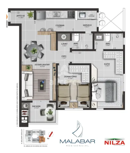 Imagem More ao Lado do Continente Shopping! Apto de 2 Dormitórios com Suíte e Sacada Gourmet