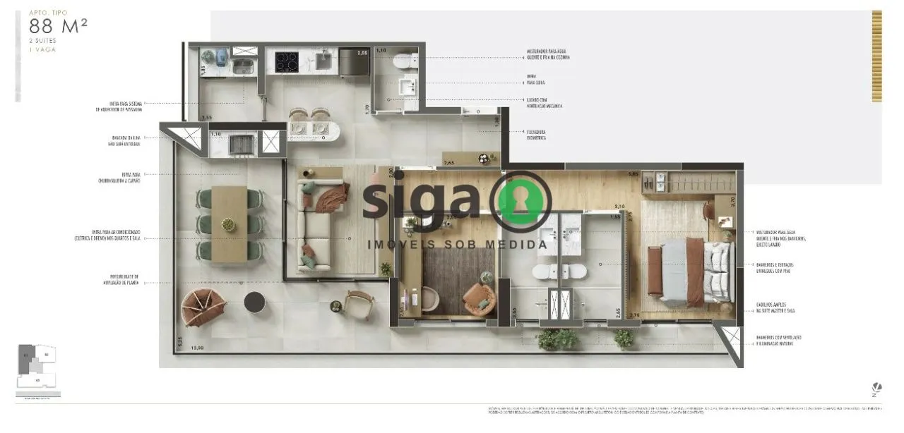 Imagem Apartamento para venda na Vila Clementino 02 Suítes, São Paulo - SP