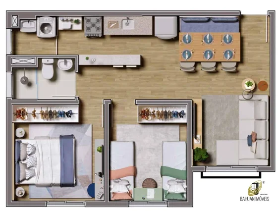 Imagem Apartamento à venda em Vargem Grande Paulista-SP, Bairro das Lajes: 2 quartos, 1 banheiro, 1 vaga, 45,67m². Adquira já!