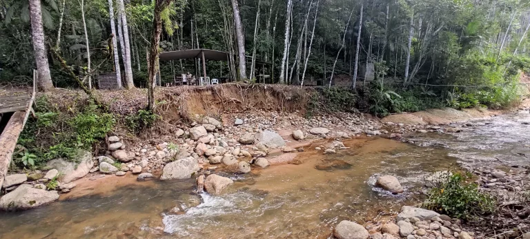 Imagem Sítio a venda, Com casa e lagoa de peixes, e riacho atravessado o terreno a 300 metros da SC 108. Boa área de 4.000m² de plantio com terra boa,