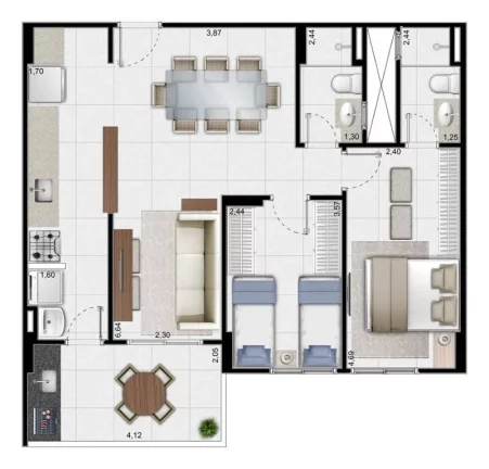 Imagem APARTAMENTO COM 75 m² - MIRIM - PRAIA GRANDE SP