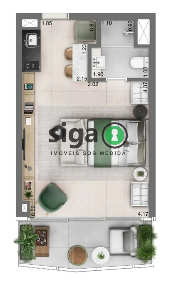 Imagem Studio 36m² perfeito para investir ou morar na Vila Olímpia com 1 Vaga e Lazer Completo - Funchal