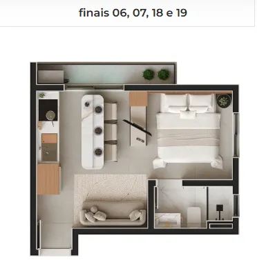 Imagem Loft para Venda em São José dos Pinhais, Centro, 1 dormitório, 1 suíte, 1 banheiro