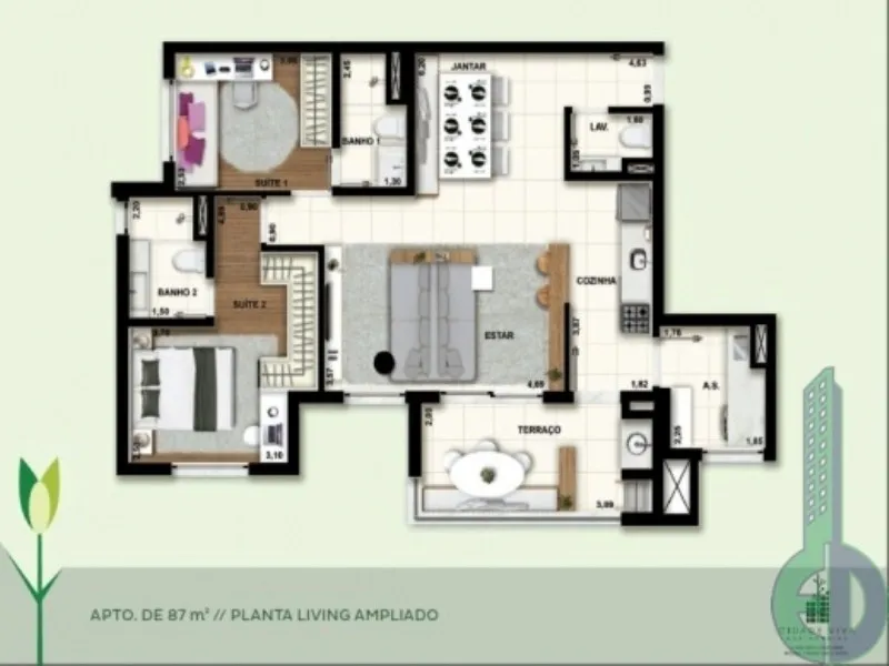 Imagem Venda de Apartamento no Jardim, Santo André-SP 3 quartos, 1 suíte, 2 banheiros, 2 vagas Condomínio Cidade Viva