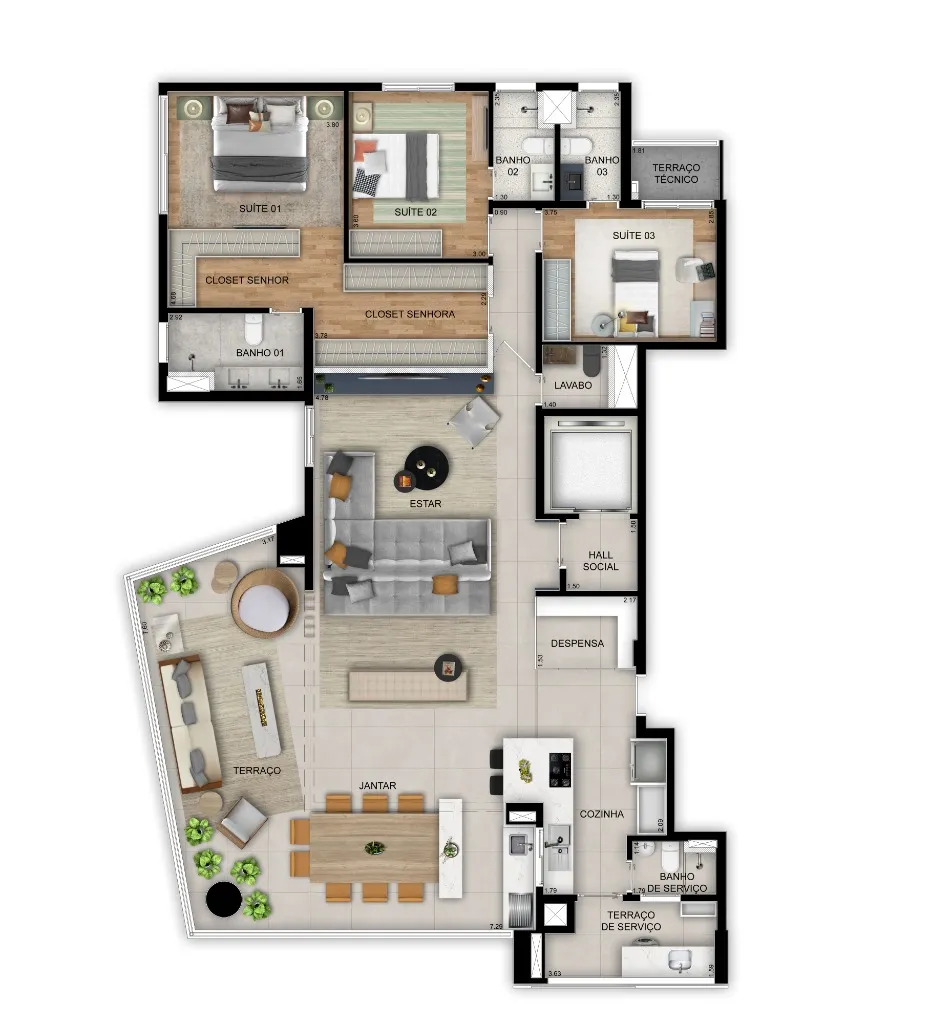 Imagem Imperdível: Apartamento de Luxo na Vila Madalena com 4 Quartos, 2 Suítes e 3 Vagas de Garagem no Condomínio Harmonia da Vila - 195m²