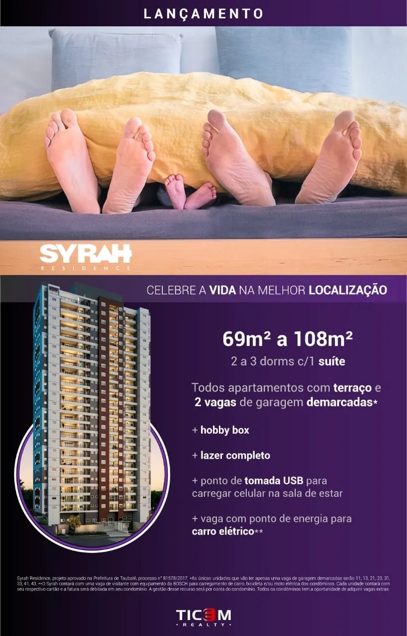 Imagem Apartamento à venda 3 Quartos, 1 Suite, 2 Vagas, 106.65M², Bosque Flamboyant, Taubaté - SP | SYRAH Residence