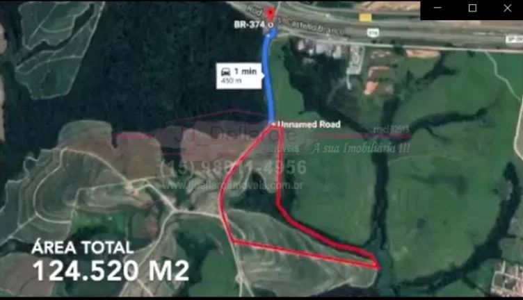 Imagem Área de terreno com 124.520m2 à 450 metros da Rodovia Castello Branco