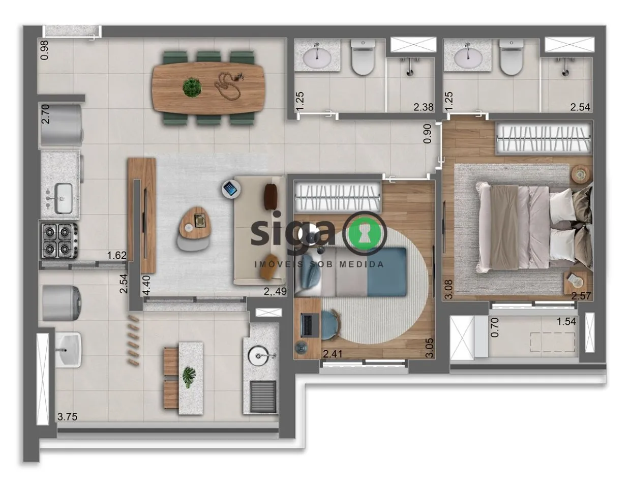 Imagem Apartamento a venda no Alto da Boa Vista com 2 quartos