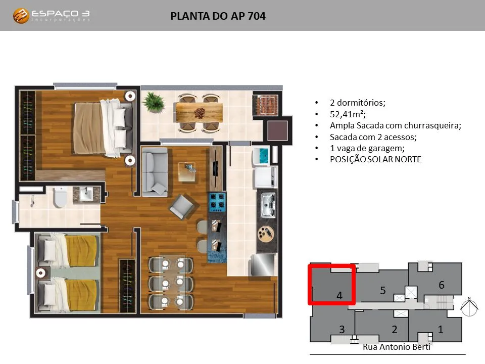 Imagem Apartamento à venda em Caxias do Sul, São Leopoldo, com 2 quartos, 52.41m2