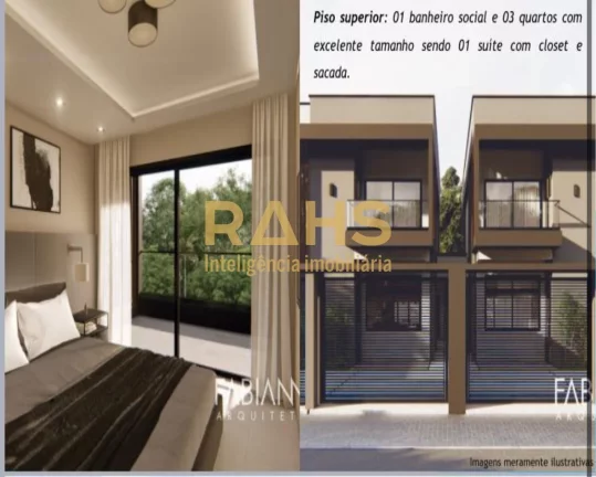 Imagem Sobrado Geminado na praia de Itapoá com 165m² a 70m do mar. Na parte térrea sala de estar, copa, ...