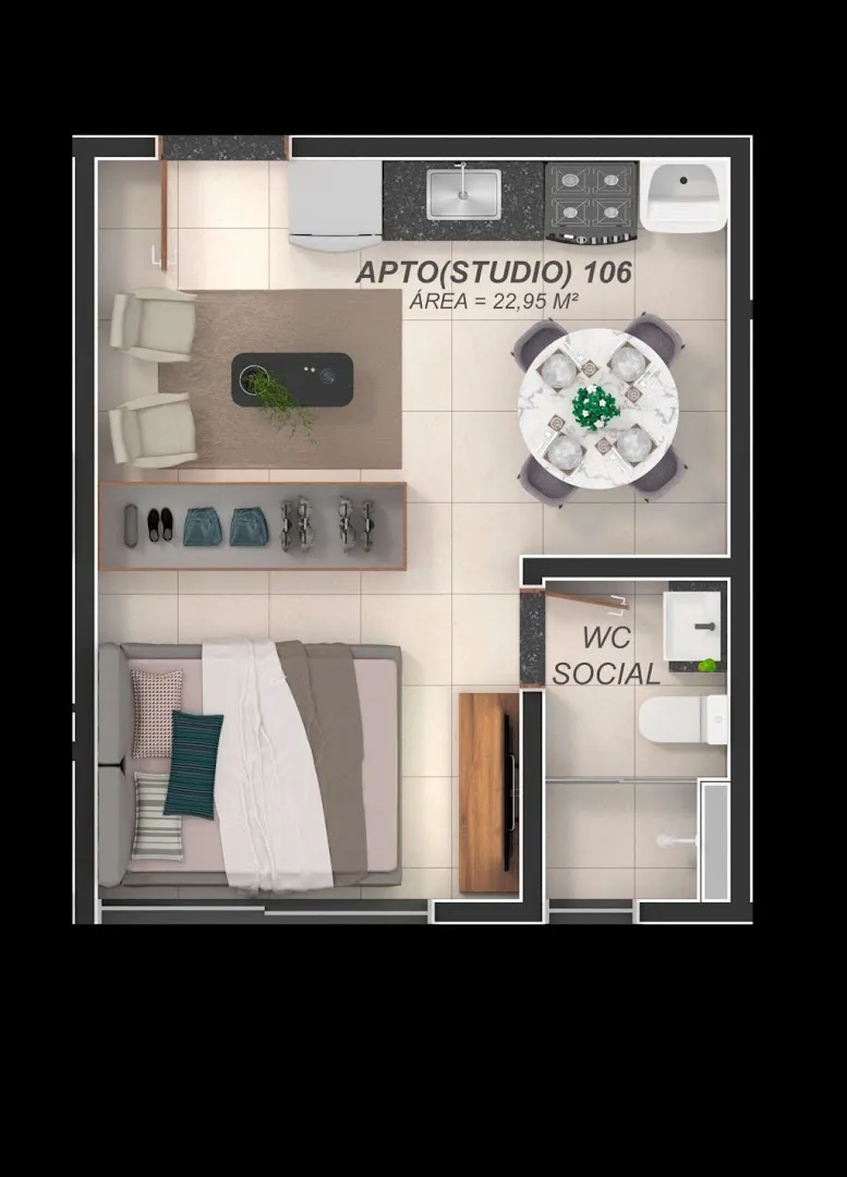 Imagem Loft moderno de 22 m² no Aeroclube, com lazer completo e fácil acesso às praias. Conforto, praticidade e ótima localização.