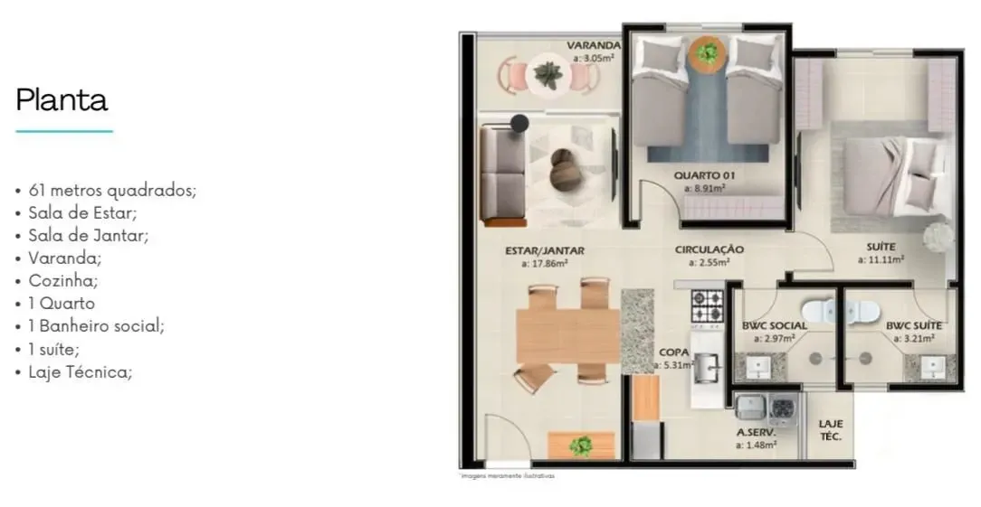 Imagem Apartamento com 2 Quartos à Venda, 61 m² em Ponta Negra - Natal
