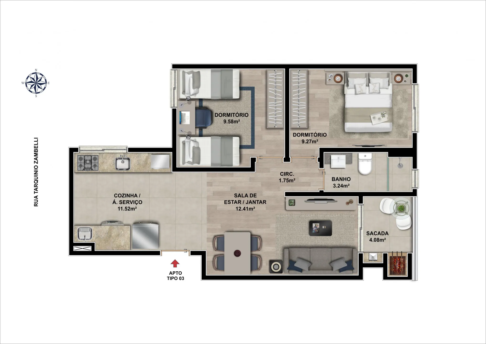 Imagem Apartamento à venda em Caxias do Sul, Nossa Senhora de Lourdes, com 3 quartos, 121.95m2