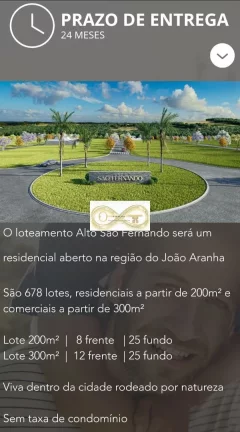 Imagem LOTEAMENTO ALTO SÃO FERNANDO JOÃO ARANHA, PAULÍNIA - RESIDENCIAL