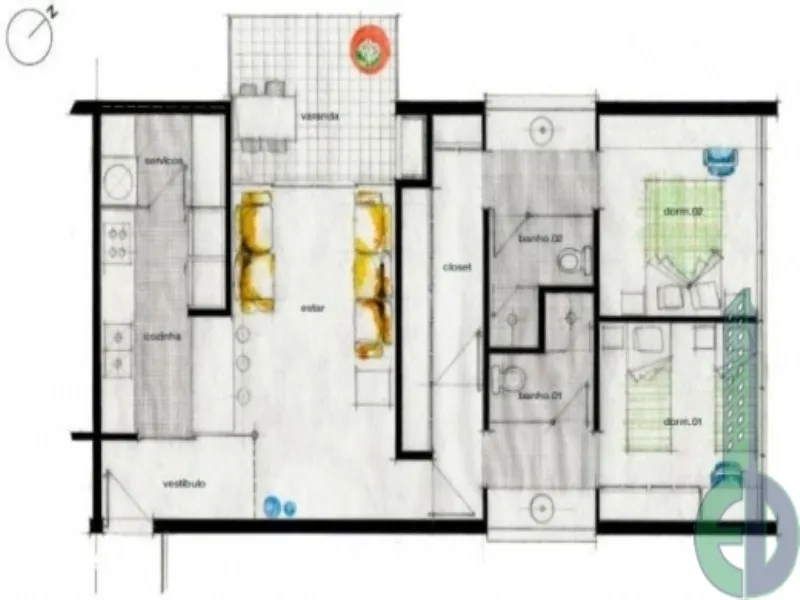 Imagem Apartamento Impecável no Edifício Vision Campestre: 3 Quartos, 1 Suíte, 2 Banheiros, 2 Vagas - Santo André-SP