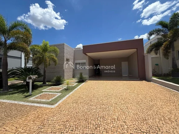 Imagem Casa à venda no Condomínio Athenas, em Paulínia, com design moderno, o imóvel apresenta um conce...