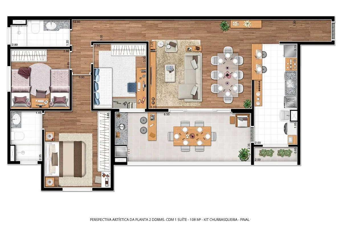 Imagem Apartamento à venda 3 Quartos, 1 Suite, 2 Vagas, 106.65M², Bosque Flamboyant, Taubaté - SP | SYRAH Residence