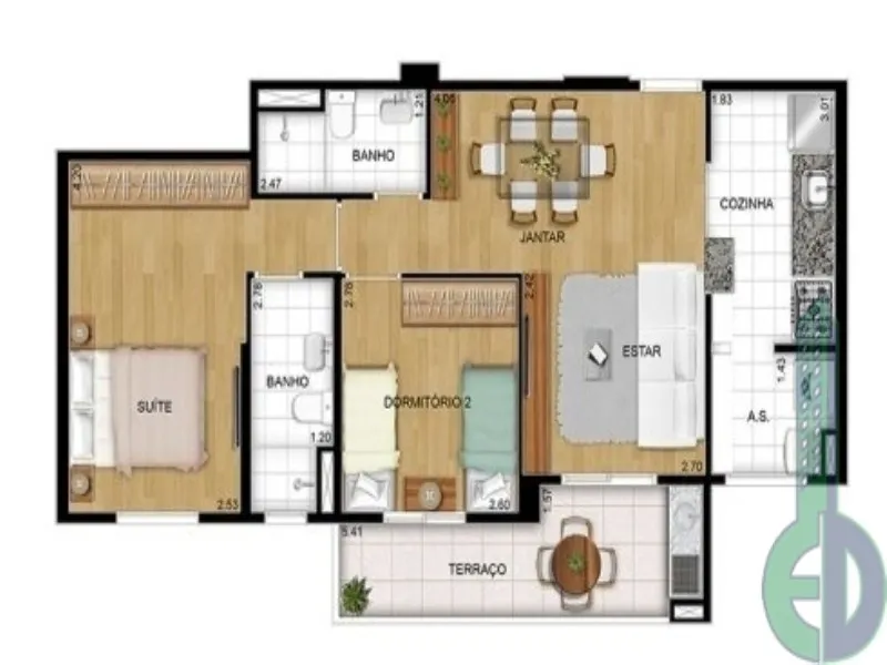Imagem Apartamento à venda em Santo André-SP, Vila América: 2 quartos, 1 suíte, 1 sala, 2 banheiros, 2 vagas - Condomínio Club View