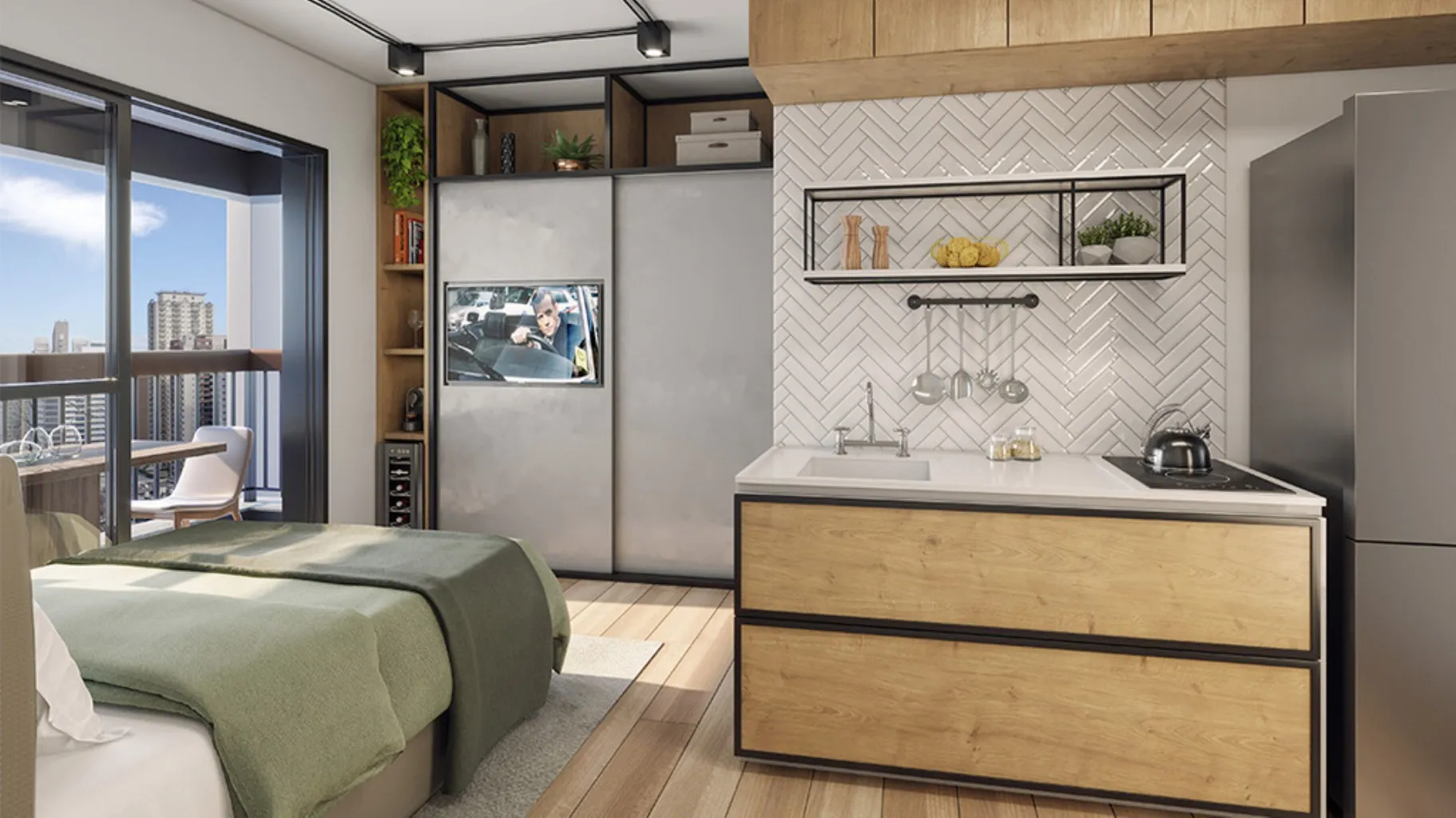 Imagem Apartamento à venda no Brooklin Paulista, São Paulo-SP: 1 quarto, 1 banheiro, 28m² de área - Edifício Uwin Brooklin.