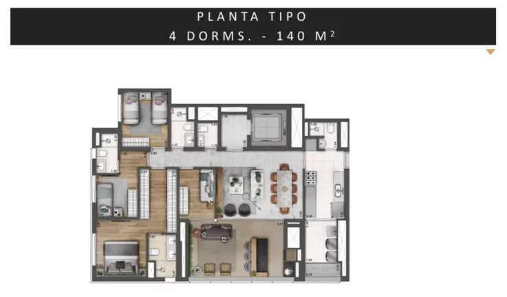Imagem PLATÔ PERDIZES da EVEN - Apto 190m² (DECORADO), 4 dorms, próximo ao Shopping Bourbon e do Allianz!