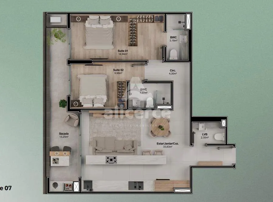 Imagem Apartamento à venda com 2 quartos 1 suíte, 77,79m² em Balneário Florianópolis