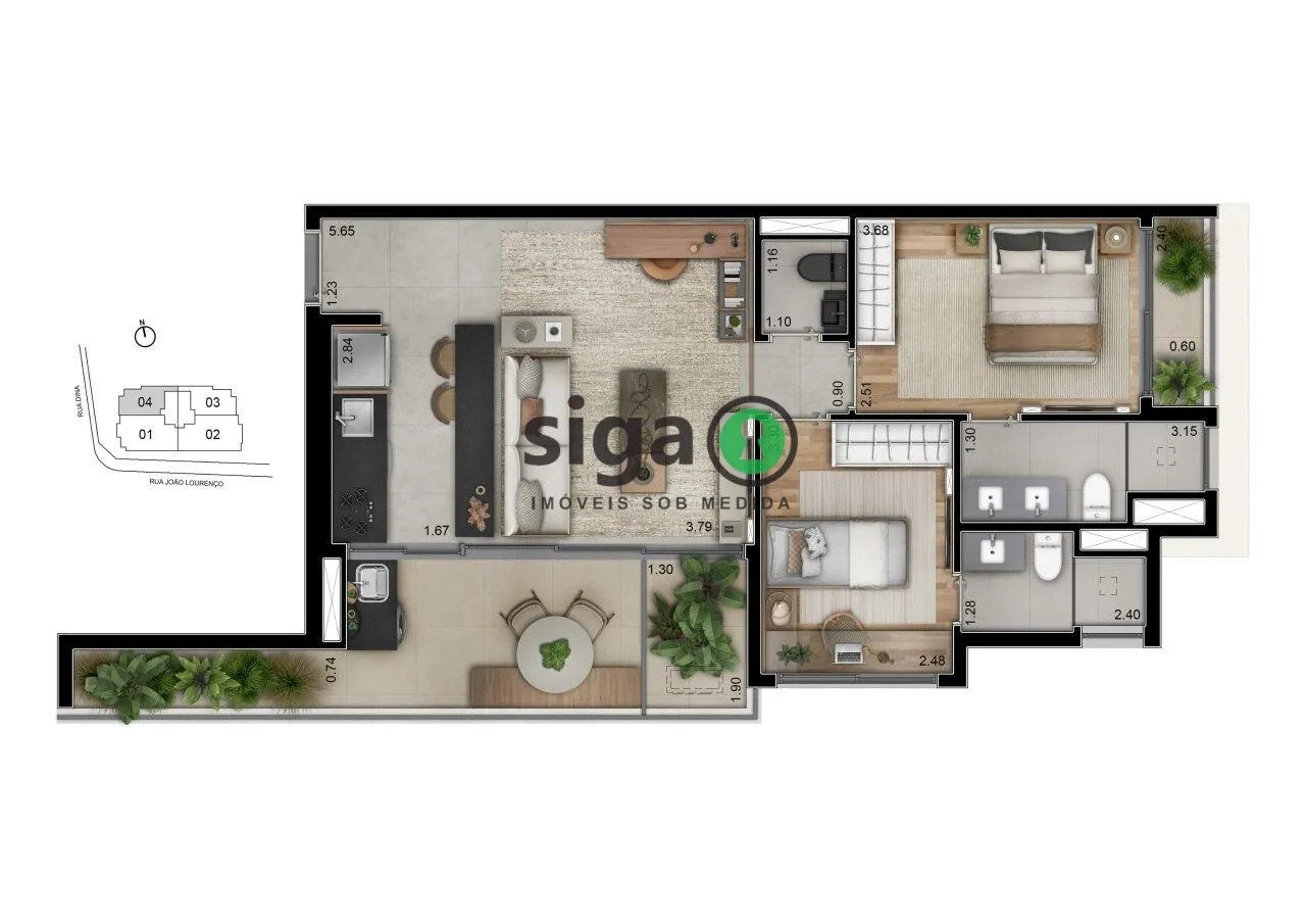 Imagem Apartamento para venda na Vila Nova Conceição 02 suítes, São Paulo - SP