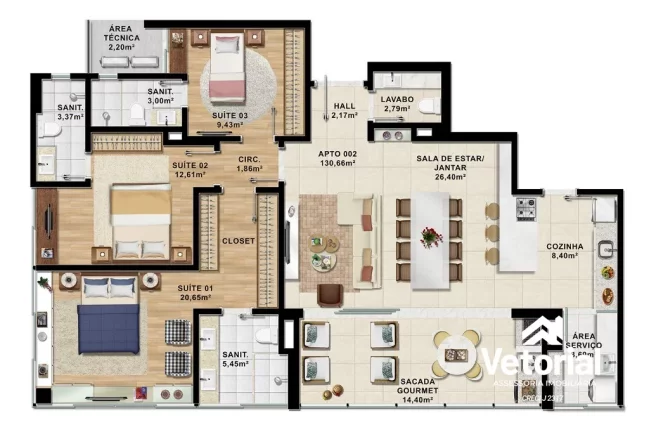 Imagem Apartamento 3 suítes alto padrão no Renato Gonçalves - Barreiras-BA
