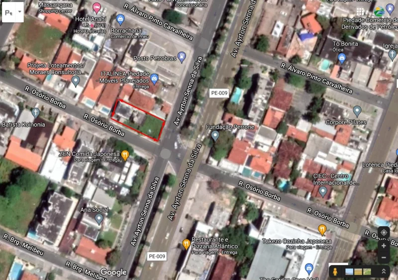 Imagem Terreno de esquina, à venda, Av. Ayrton Senna, em Piedade, Jaboatão dos Guararapes.