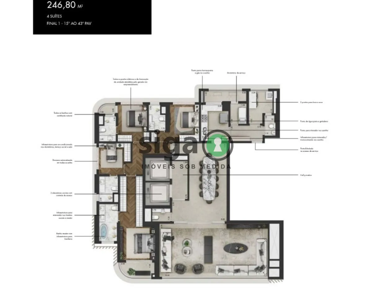 Imagem Apartamento para venda em Pinheiros 04 suítes, São Paulo - SP