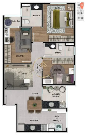 Imagem Apartamento 3 Dormitórios ( 1 suíte), Raro Residence, Sjc.