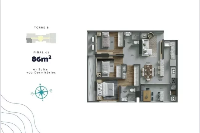 Imagem Apartamento à venda em Itajaí, Praia Brava de Itajaí, com 3 quartos, 88m2