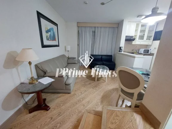 Foto do imóvel Flat disponível para venda no Hotel Paulista Wall Street, com 49m², 1 dormitório e 1 vaga de garagem em Rua Itapeva