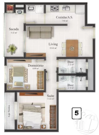 Imagem Apartamento Praia Brava no Privilége Residence com 2 Quartos
