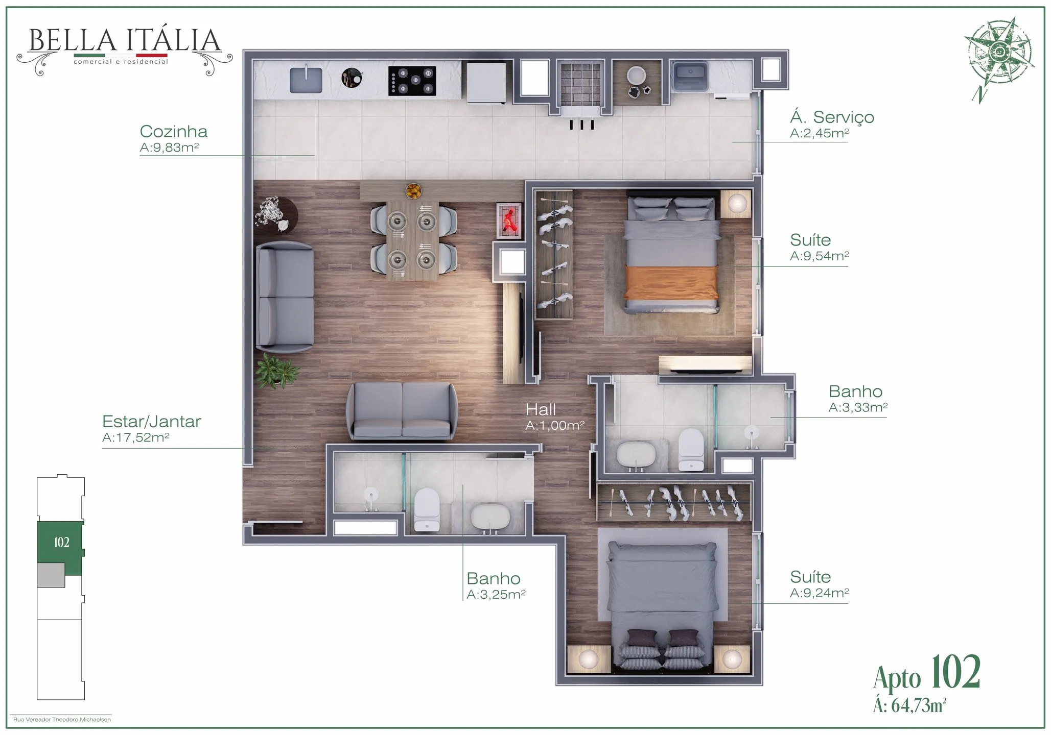 Imagem Apartamento à venda em Gramado, Moura, com 1 quarto, 61.14m2