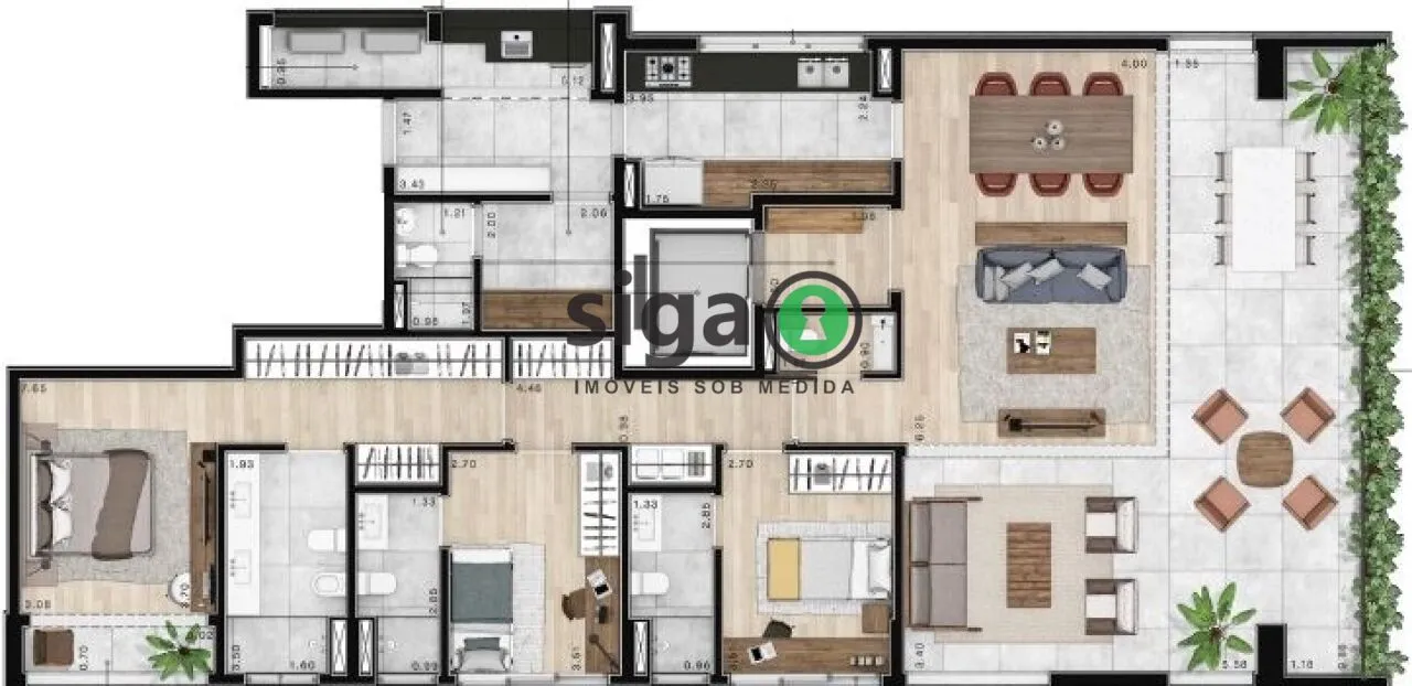 Imagem Apartamento a Venda nos Jardim de 196 m² com 3 Suítes e 2 Vagas - São Paulo
